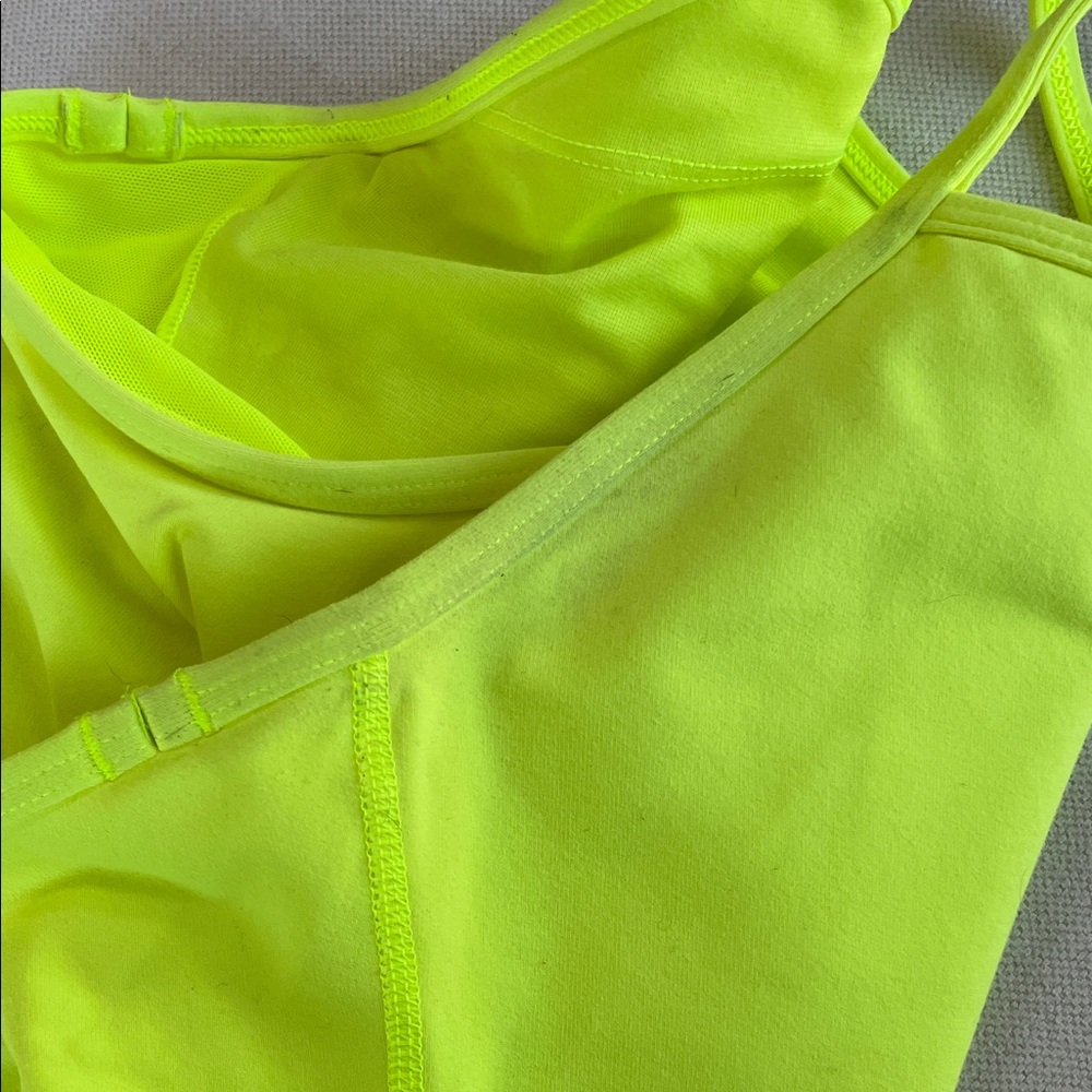 Flawed Lululemon Y Back Tank Top, Highlighter Yellow, size 10 - Picture 7 of 8